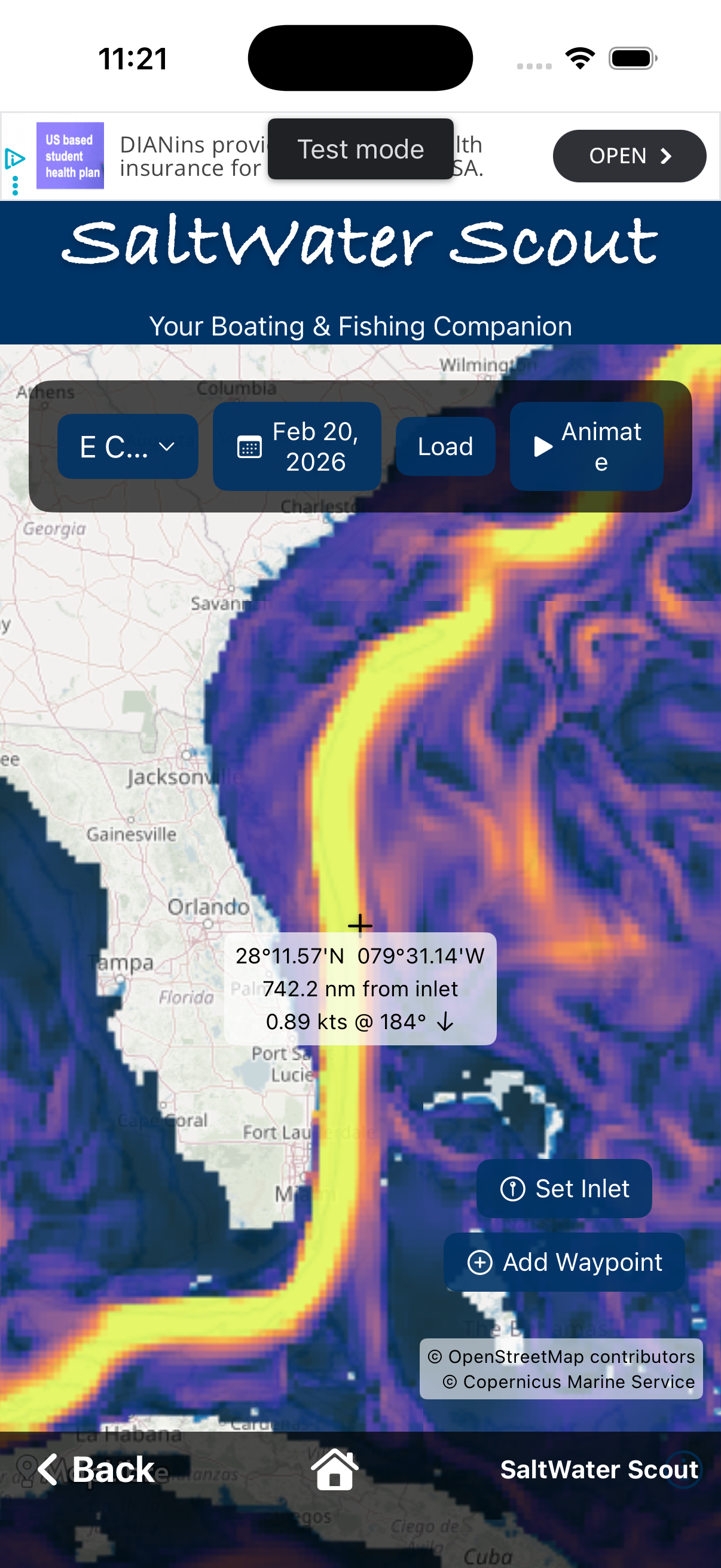 Ocean data layers in SaltWater Scout