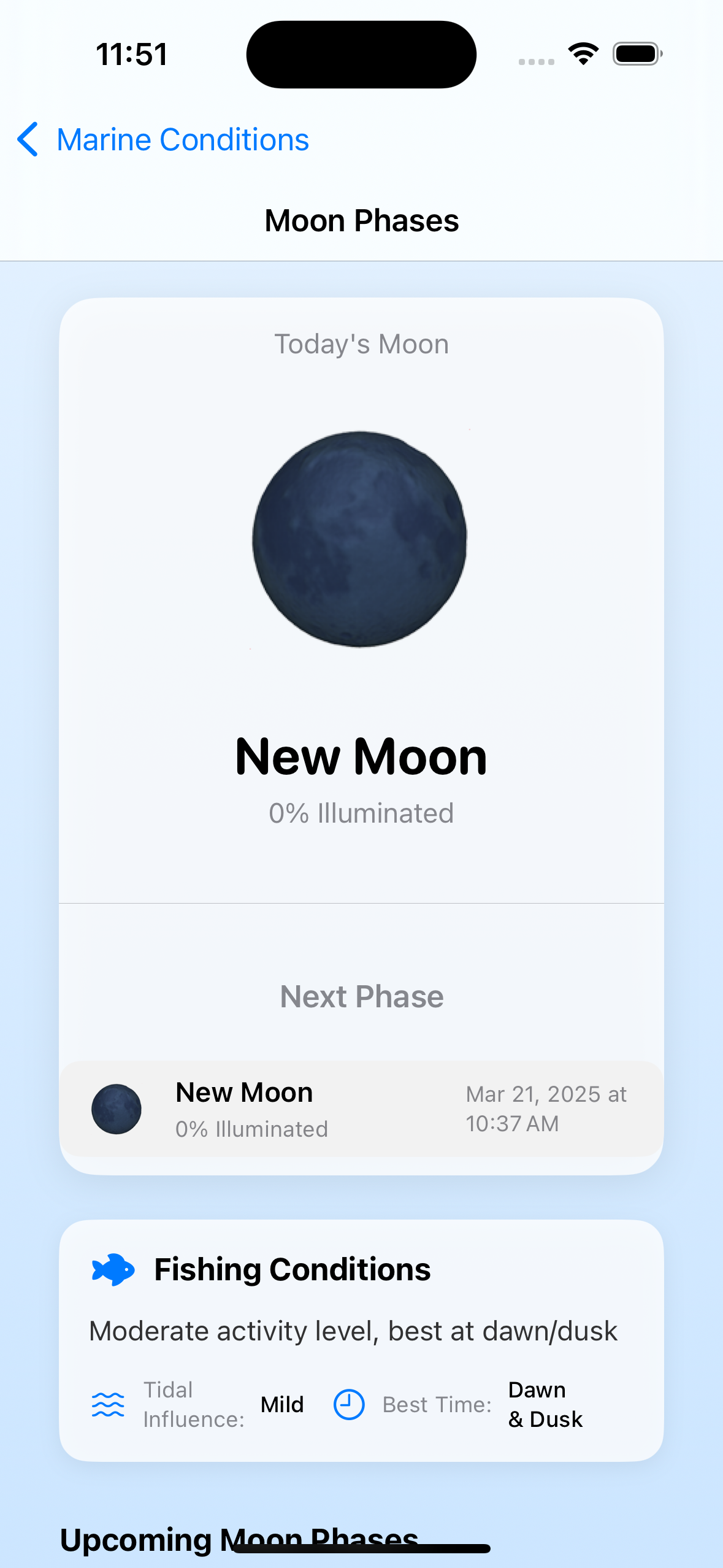 Moon phase in SaltWater Scout